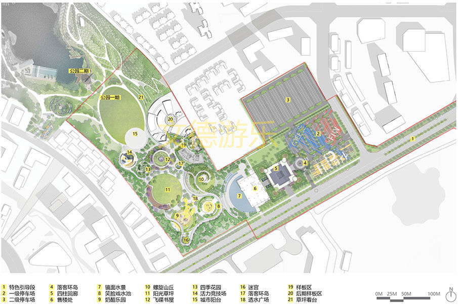 公园游乐场设备规划设计鸟瞰图