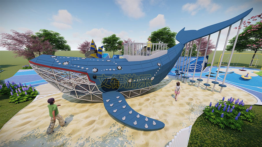 社区儿童游乐设备小鲸鱼局部图