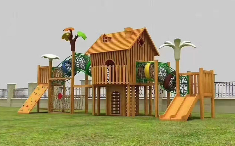 幼儿园大型木质组合滑梯